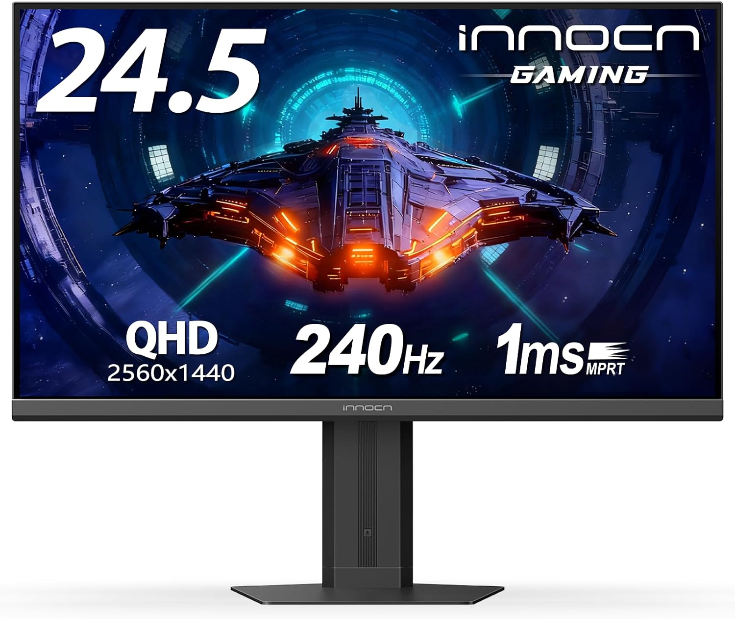 INNOCN 24.5' QHD 2K 1440P 240Hz Gaming Monitor for PS5, Xbox Console, PC Computer, IPS HDR400 1Ms HDMI 2.1, DisplayPort, Low Blur, Height/Pivot Adjustable Stand, Black - 25G2S Plus