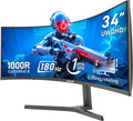 Gawfolk 34 Inch Ultrawide Curved 180Hz Gaming Computer Monitor 1000R PC screen 21:9 UWQHD (3440x1440) ,1ms,100%sRGB,Adaptive Sync,HDMI、Display Port,Liftable Stand,Wall Mount Compatible 75*75mm-Black