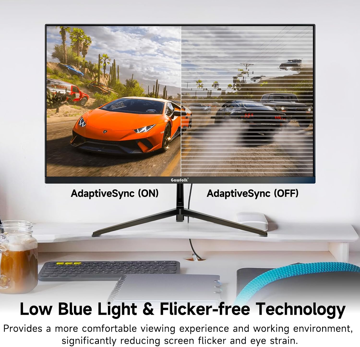 Gawfolk 27 Inch 4K Monitor IPS 60Hz, UHD 3840 x 2160p PC Monitors, Computer Dispaly for Home & Office, Support HDMI & DP, Wall Mount Compatible