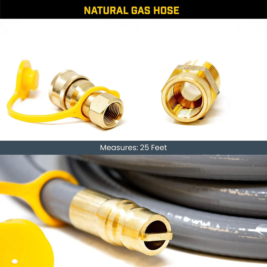 Firman 1815 Natural Gas 25' Extension Hose, 1/2' Quick Connect Hose Kit with Storage Strap – Weather-Proof NG Line for all Tri-Fuel Generators (Except T12071)