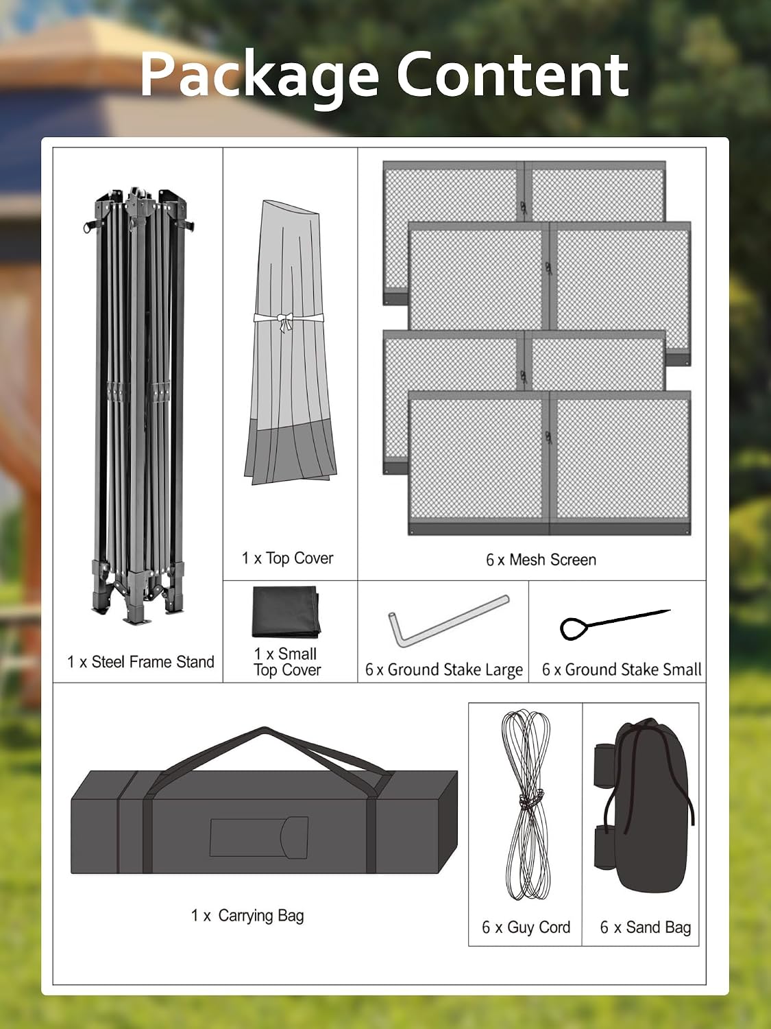 13 x 13FT Pop Up Gazebo, Hexagonal Outdoor Canopy Shelter, Instant Patio Gazebo Tent With Mesh Netting and Strong Steel Frame for Patio Backyard Garden Wedding Party,Light Gray+Dark Gray