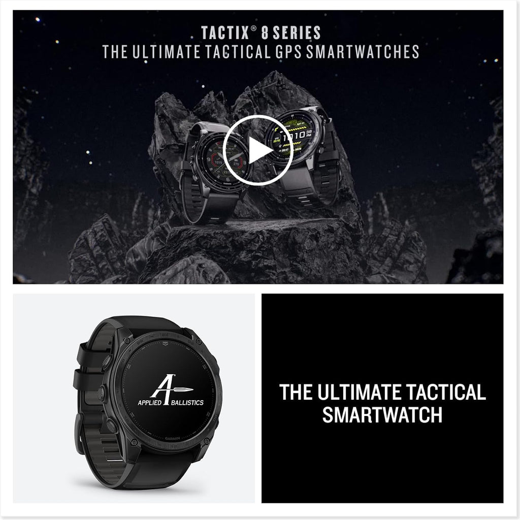Garmin Tactix 8 47mm AMOLED Display Smart Watch, Built-in Flashlight, 16 Days Battery Life, Premium Tactical GPS Smartwatch, Includes Applied Ballistics Ultralight Solver Bundle