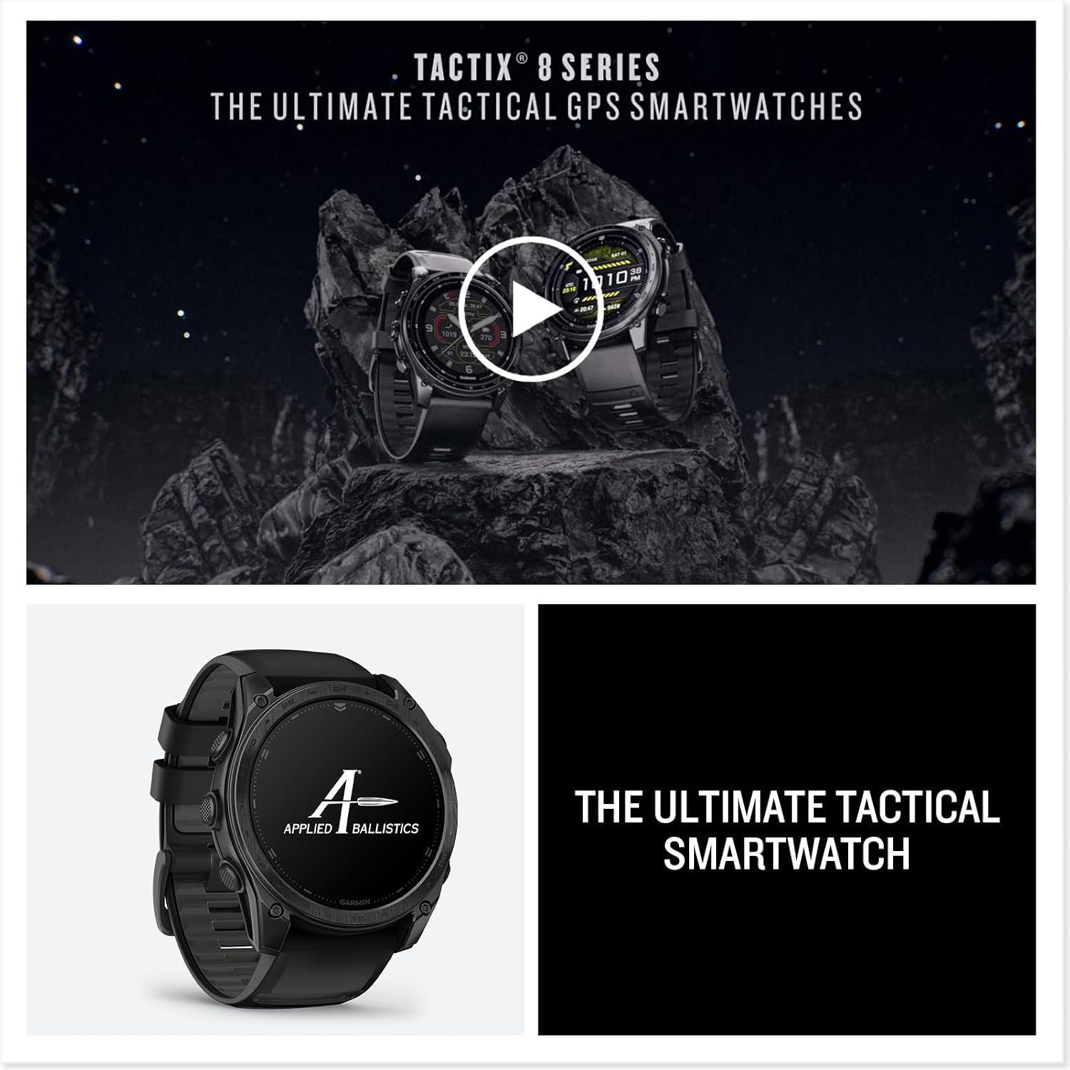 Garmin Tactix 8 47mm AMOLED Display Smart Watch, Built-in Flashlight, 16 Days Battery Life, Premium Tactical GPS Smartwatch, Includes Applied Ballistics Ultralight Solver Bundle
