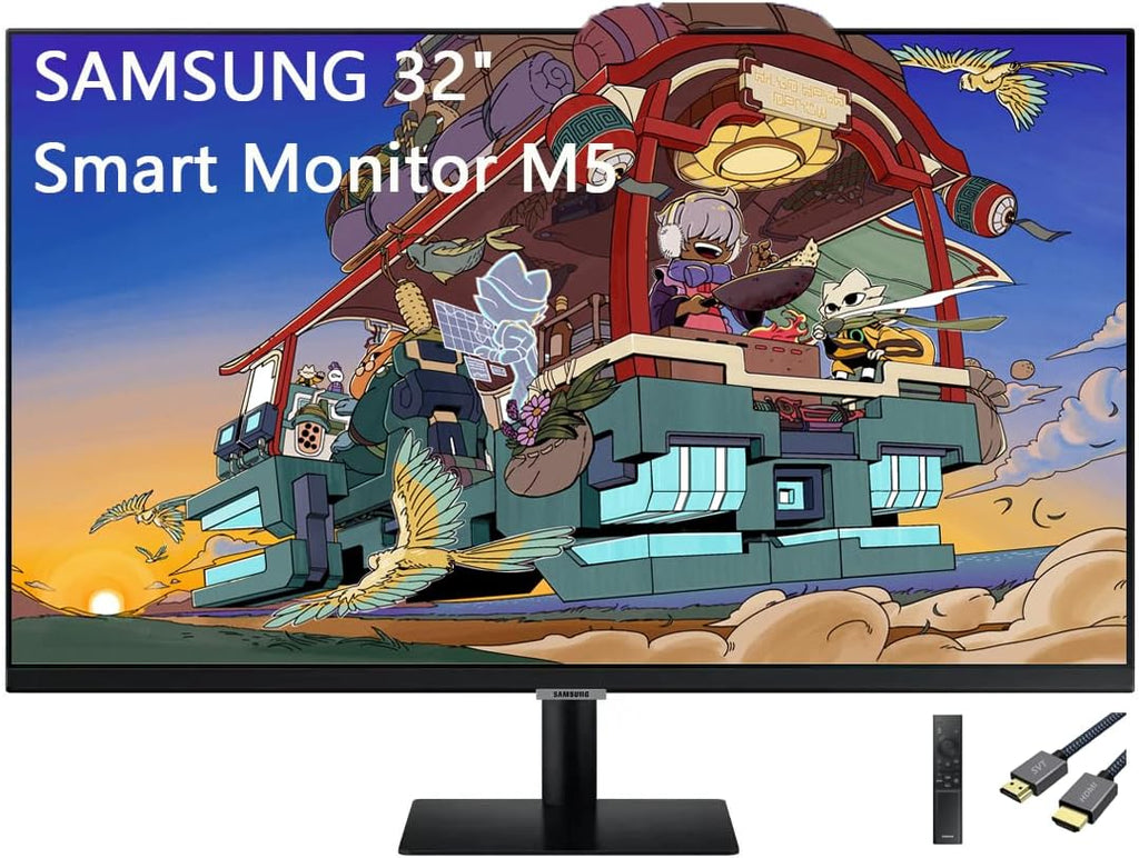 Samsung 32' M5 Series 4K Smart Monitor, Streaming TV, Multiple Ports, HDMI, 60Hz, 4ms, Black, with HDMI Cable