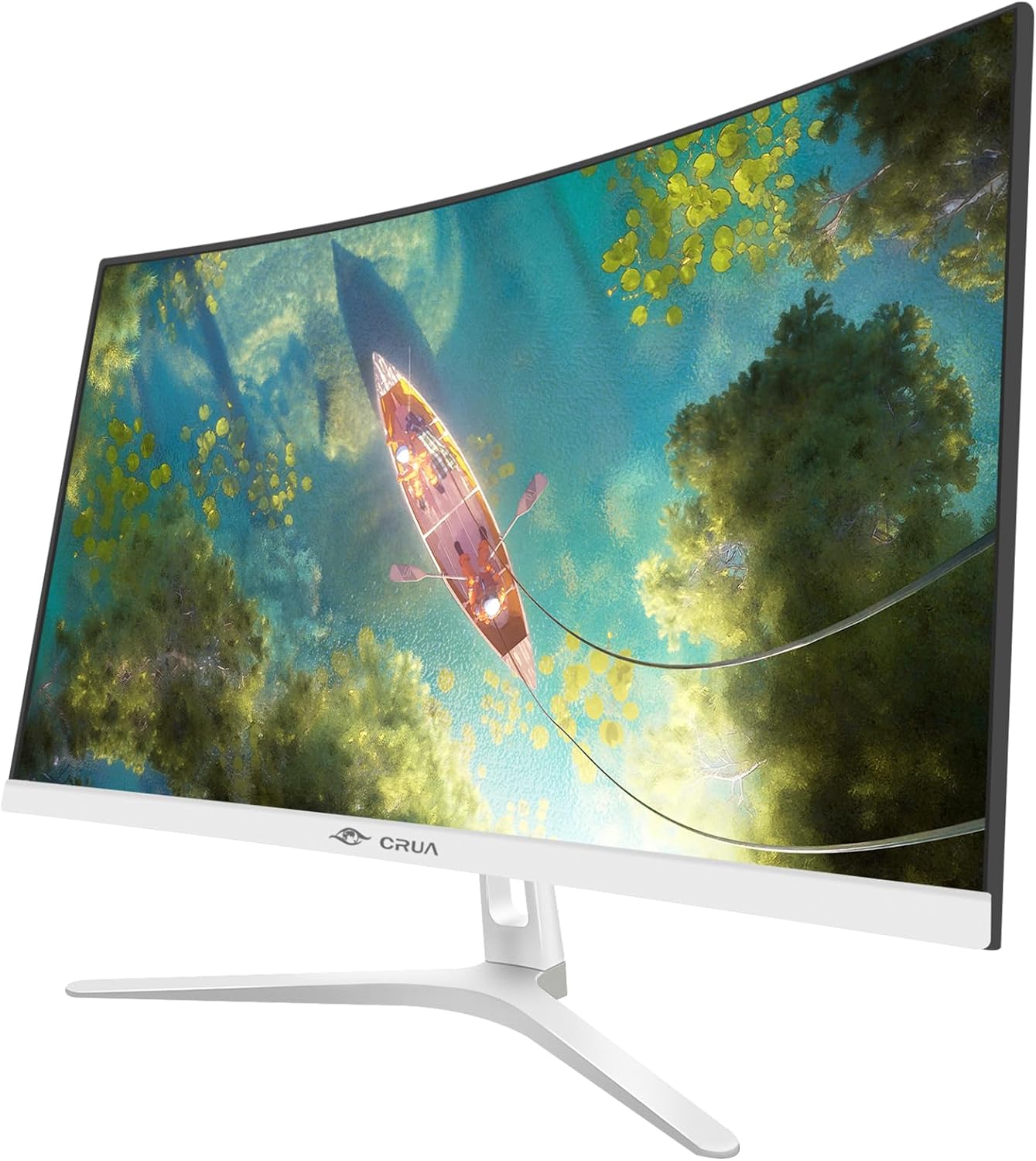 CRUA 27' Curved White Monitor, Full HD(1920x1080P) VA Panel 1800R 100HZ 120% sRGB Professional Computer Monitors, 3Sides Frameless, Flicker-Less,Blue Light Filter, for Office & Gaming (VGA, HDMI)