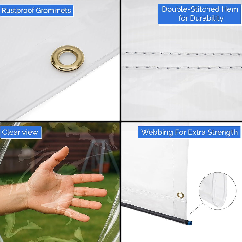 Covers & All Outdoor Clear Curtains for Patio Waterproof – 18 oz Outdoor Tarp Clear Vinyl Curtains, Gazebo Curtains with Brass Grommets for Pergola, Porch & Patio Walls for Winter (10 x 9 ft)
