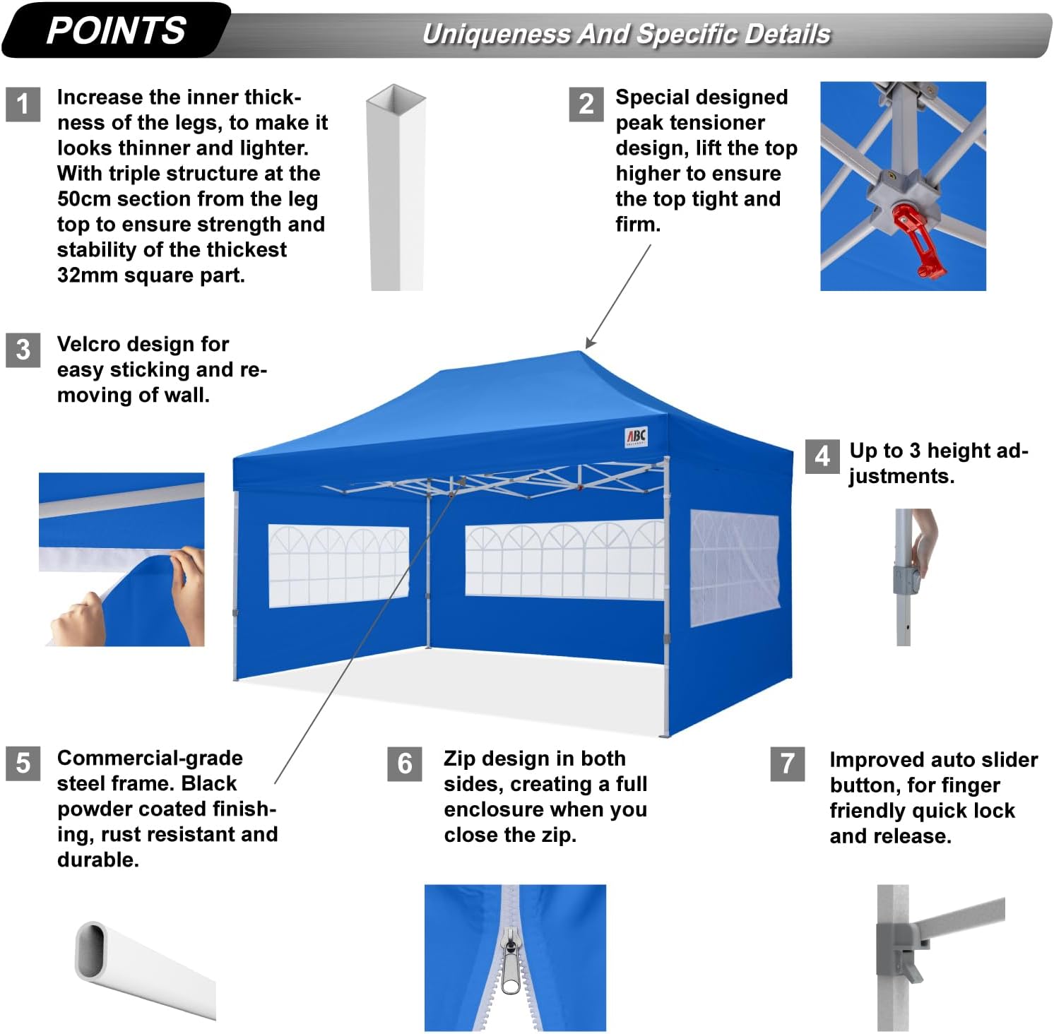 ABCCANOPY Outdoor Winter Gazebo 8x12, Premium Instant Pop Up Canopy Tent with Elegant Church Window,Snow and Rain Protection, Bonus Wheeled Bag,Royal Blue