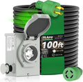 30 Amp Generator Cord 100FT and Power Inlet Box, Pre-Drilled 30 Amp Generator Inlet Box with Cord, NEMA L14-30P to L14-30R Generator Cord Waterproof Combo Kit, ETL Listed