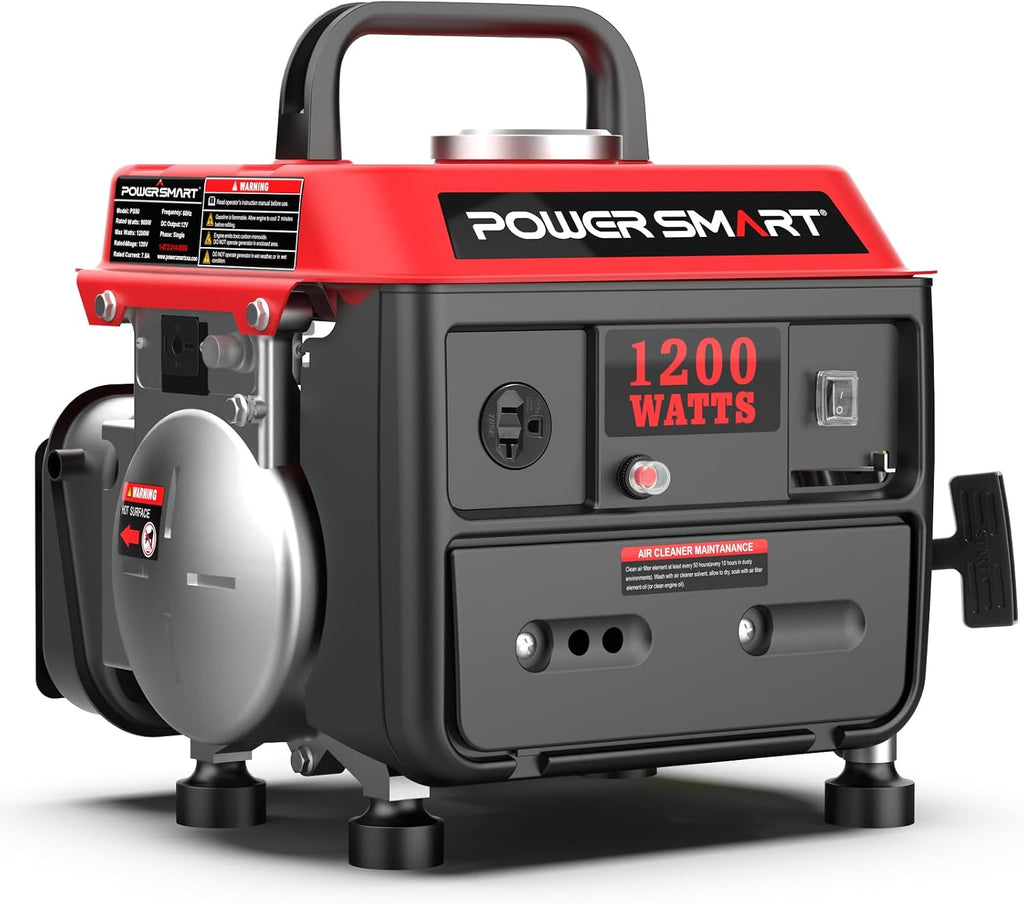 PowerSmart 1200W Portable Gas Powered Generator, 71cc 2-Stroke Single Cylinder Engine, 900W Rated, Ultralight 39 lbs for Camping, Tailgating, Fishing & Emergency Home Use, EPA Compliant