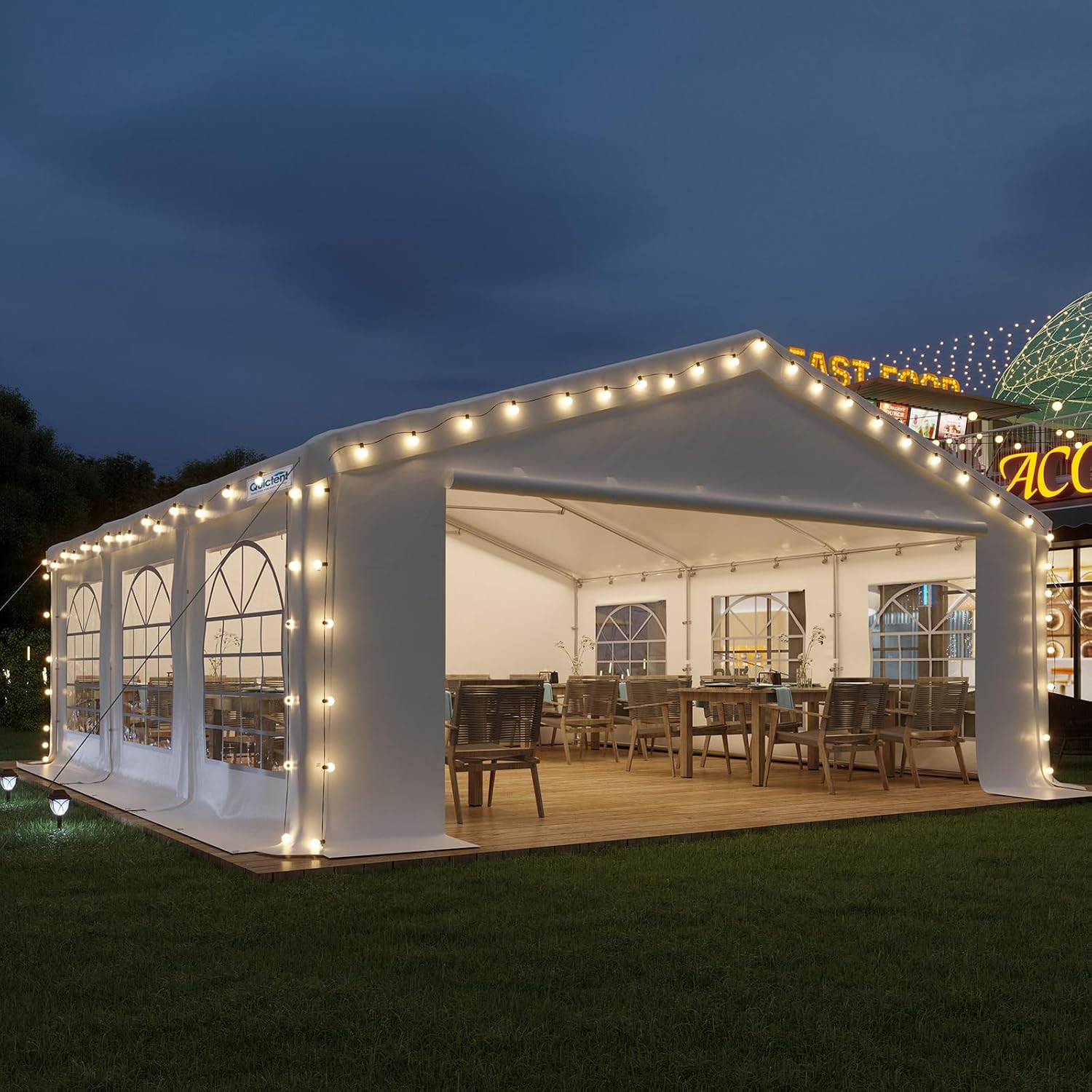 Quictent 20x20ft Party Tent Heavy Duty Outdoor Gazebo White Wedding Tent Canopy Event Shelter Carport with Removable Sidewalls& Carry Bags