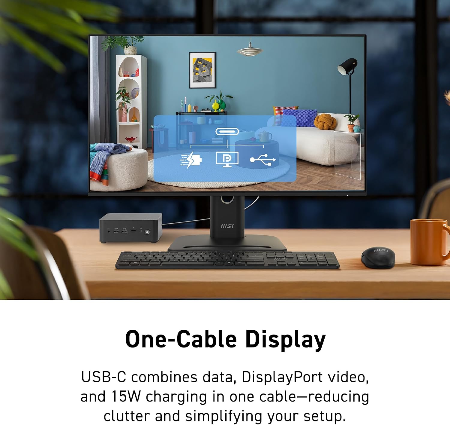 msi PRO MP272 E14C 27-inch IPS 1920 x 1080 (FHD) Office Monitor, 144Hz, Free-Synch, HDMI, Type C (15W Power Delivery), VESA Mountable, Tilt, Speaker, 4-Side Slim Bezel 1ms, Black