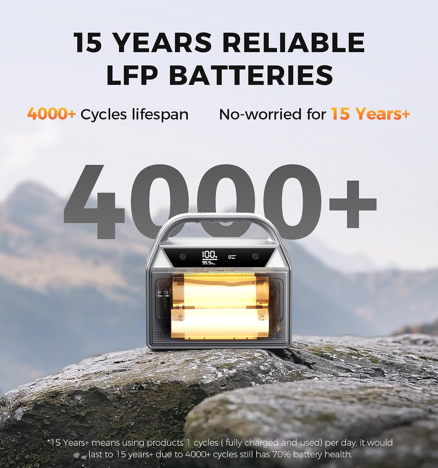 UDPOWER C400 256Wh Portable Power Station | 400W (800W Surge) Pure Sine Wave AC Outlet + PD3.0 USB-C | Solar Generator for Camping, Emergencies, CPAP
