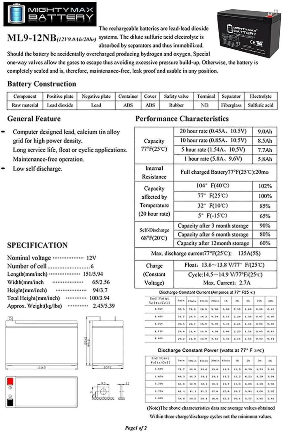 Mighty Max Battery 12V 9AH SLA Replacement Battery for DeWalt 8000 Watt Portable Generator - 8 Pack