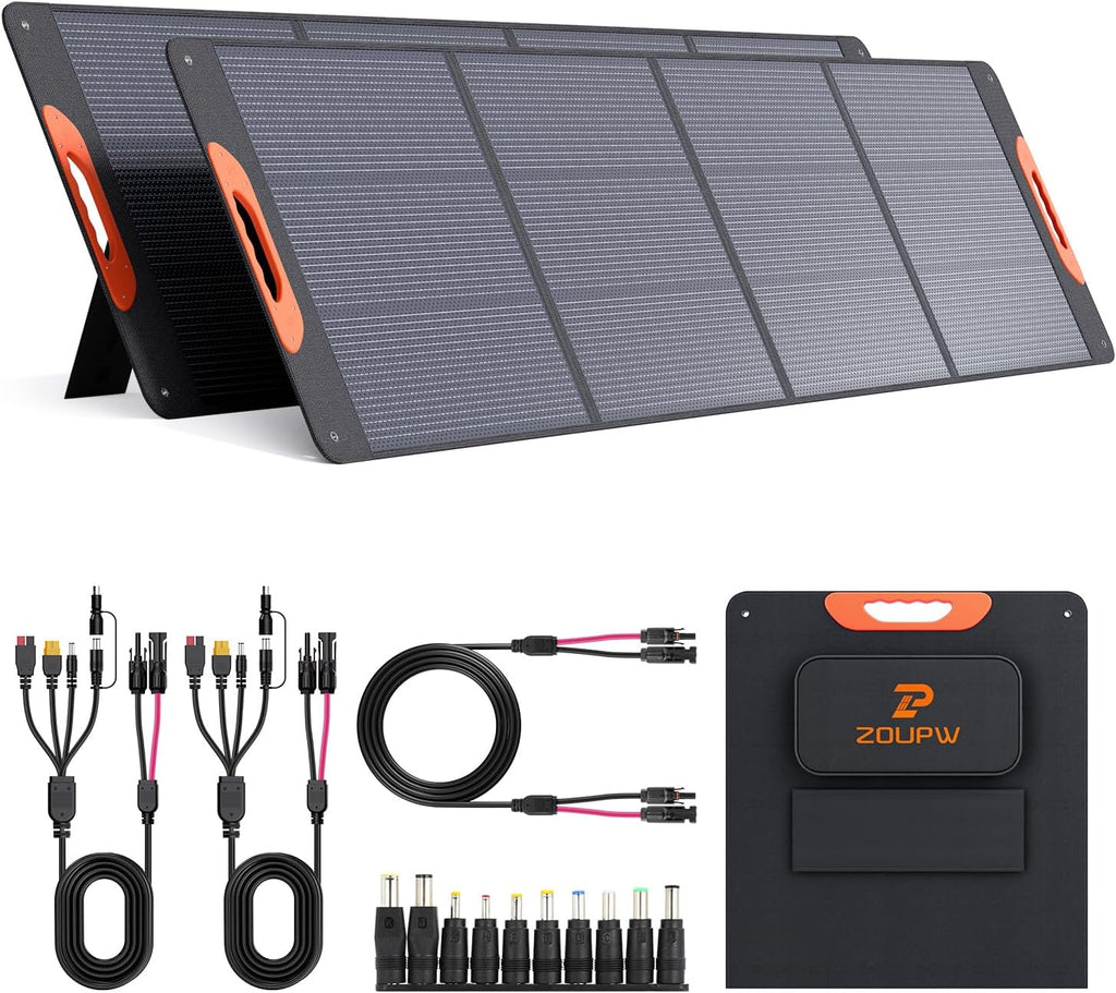 ZOUPW 440W (2x220W) N-Type 16BB Portable Solar Panel,25% High Efficiency Foldable Solar Charger for Jackery 1000 V2/Anker Solix/Ecoflow/Bluetti,IP67 Waterproof for RV Camping Emergency Power Supply