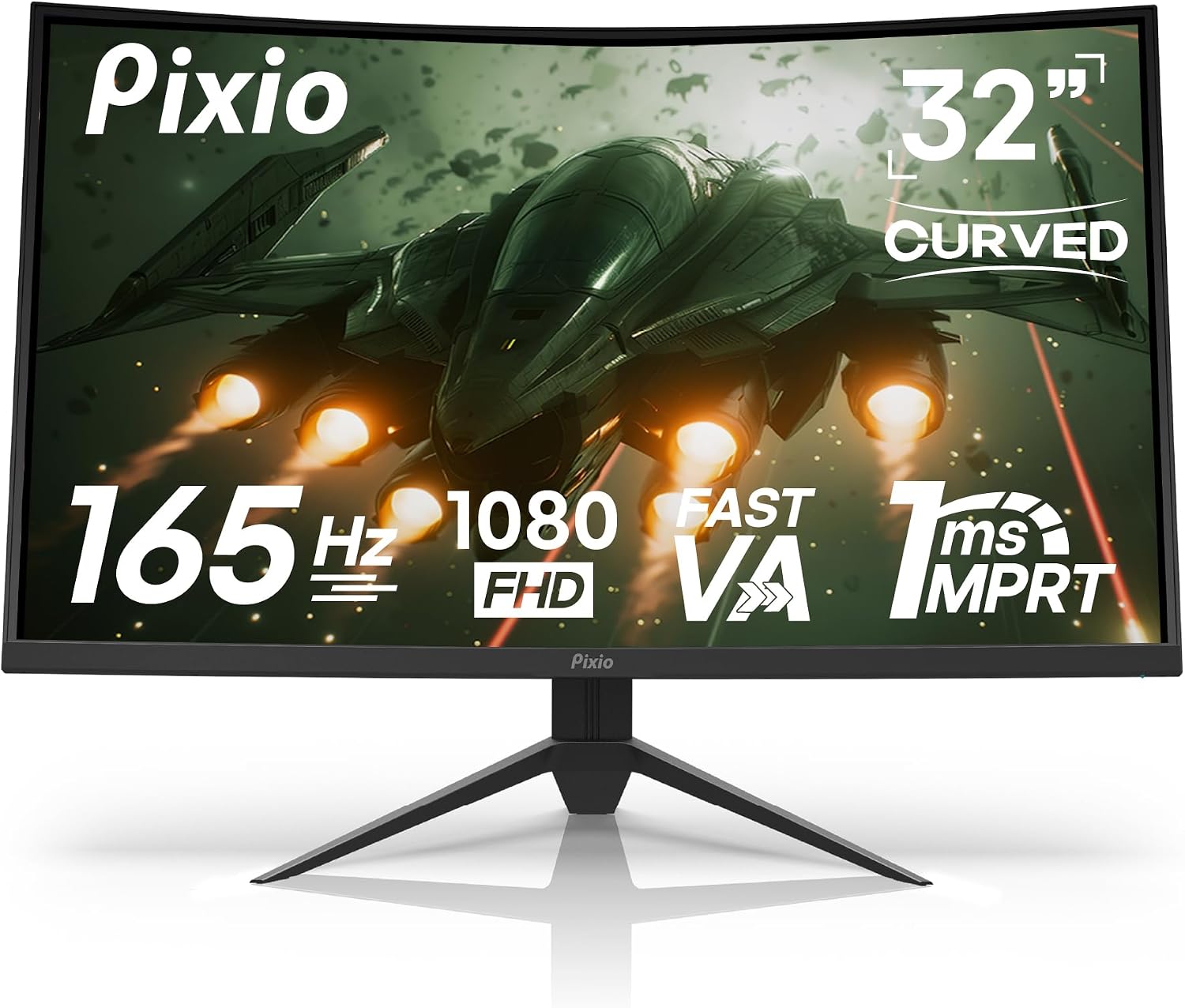 Pixio PXC325 32 inch 165Hz Refresh Rate FHD 1080p Resolution 1500R Curved VA Panel 1ms MPRT Response Time Adaptive Sync HDR Tilting Stand Gaming Monitor