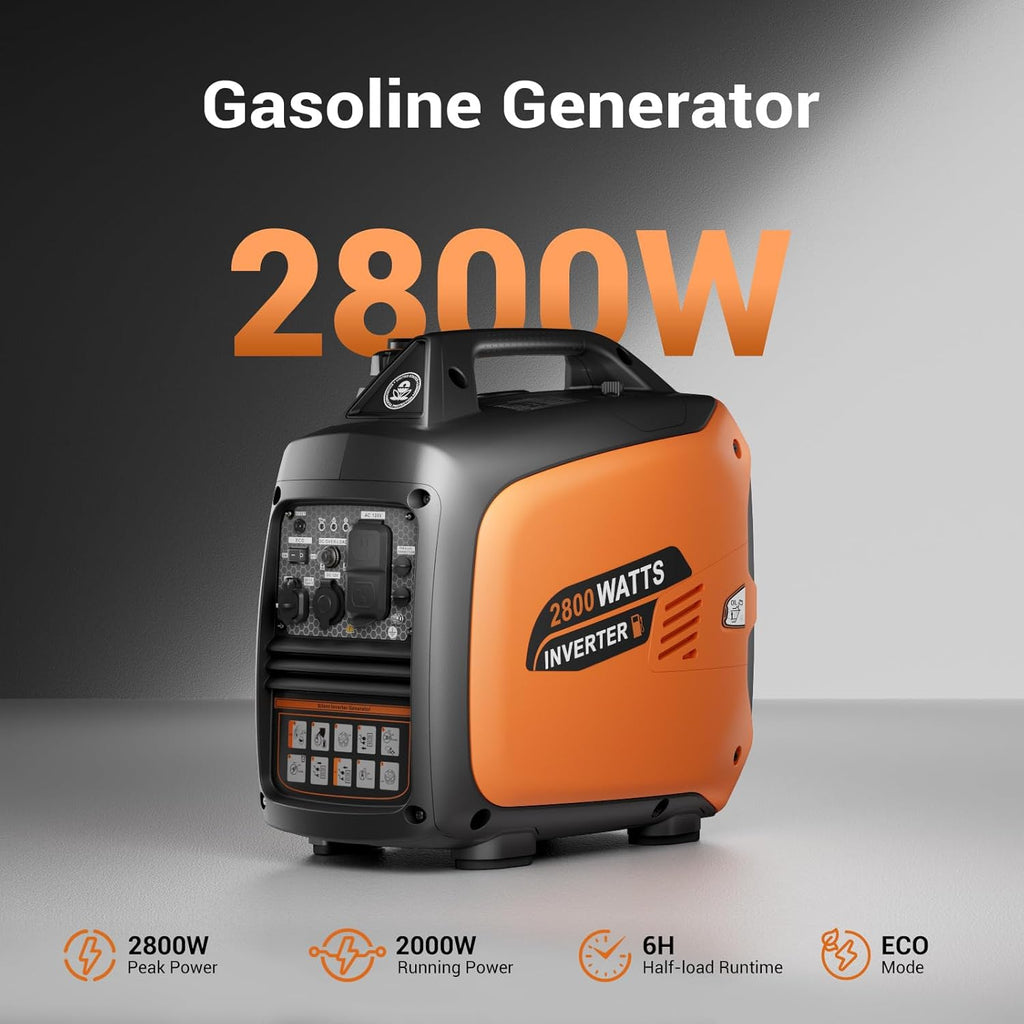 Efurden 2800-Watt Inverter Generator Gas Powered, Portable Generator for Camping, Emergency Home Backup, Super Quiet