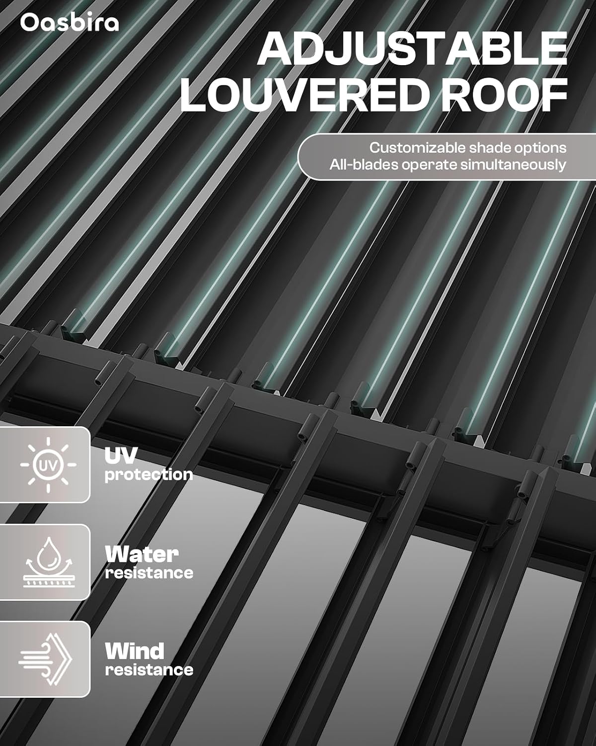 Louvered Pergola, 10 x 10 Aluminum Pergola, Outdoor Modern Design with Adjustable Roof and Hidden Drainage System, Durable for Garden, Yard, Deck (Dark Gray, 10x10)