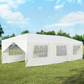 Tangkula 10' x 30' Outdoor Waterproof Gazebo Canopy w/ 6 Removable Sidewalls and 2 Doorways, Heavy Duty Large Tent w/Strong Connection Stakes Ropes for Party Wedding Events Beach BBQ (White)