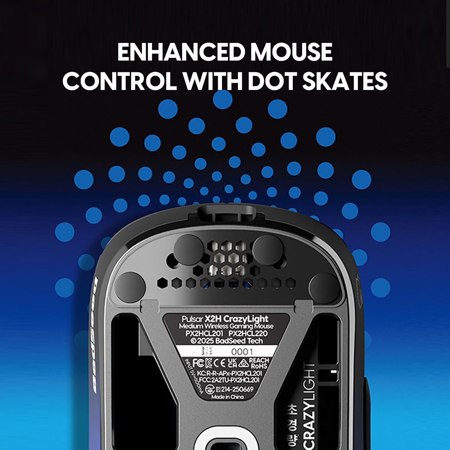 Pulsar Gaming Gears X2H Crazylight Wireless Gaming Mouse, Ultra Lightweight 1.30 oz (37g), Optical Switch, 32000 DPI, 750 IPS, XS-1 Sensor, 8k Compatible (Mini, BadSeedTech Edition)