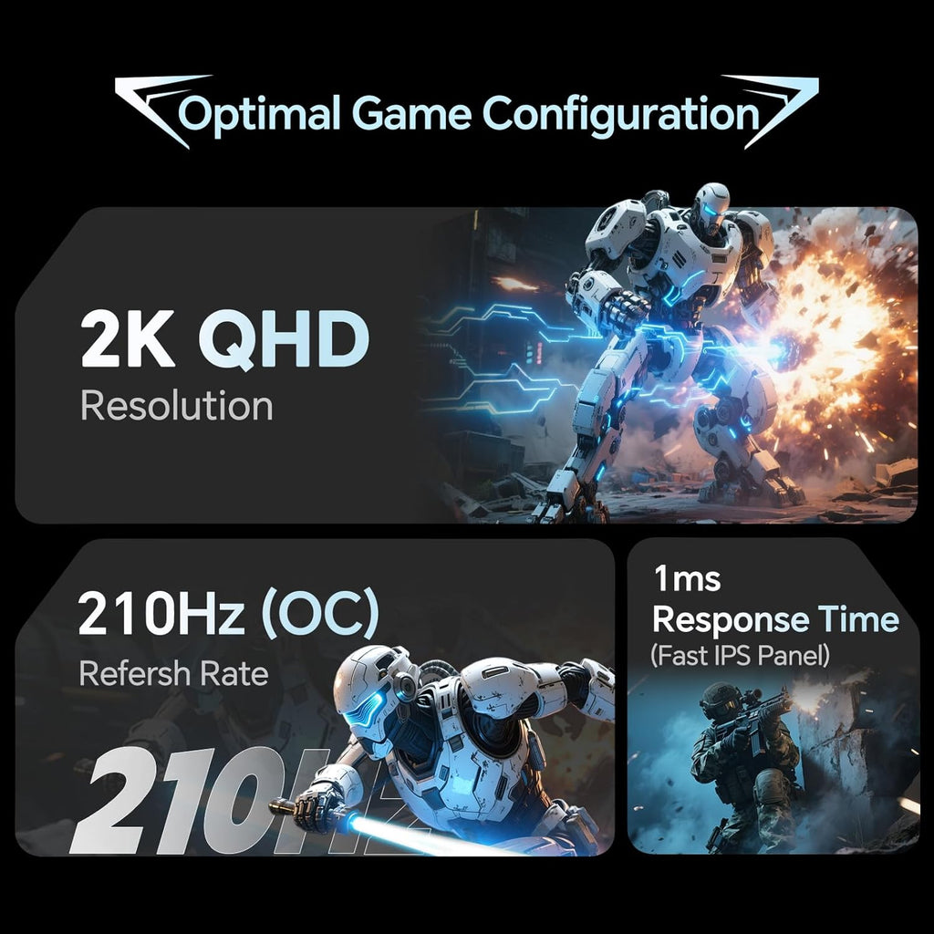 KTC 27 Inch 2K 200Hz Gaming Monitor, QHD 1440P White Monitor with Built-in Speakers, Up to 210Hz, Fast IPS, Adaptive Sync, HDR400, Height/Tilt/Swivel/Pivot Vertical Monitor, H27T6