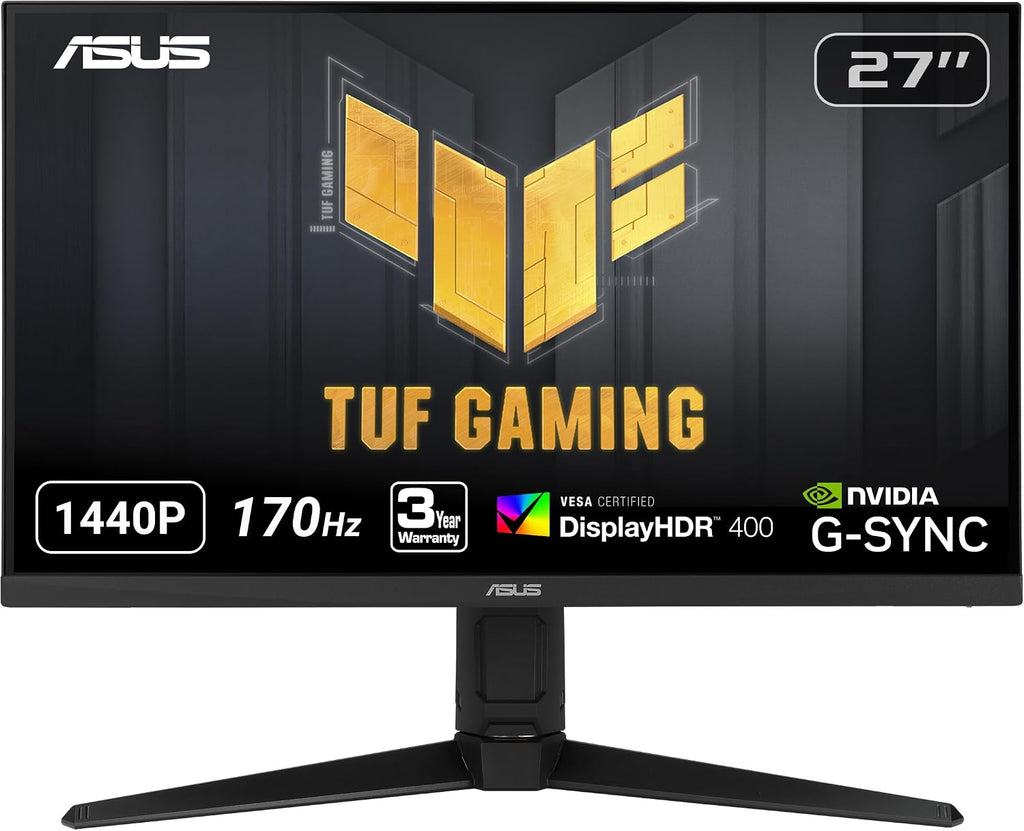 ASUS TUF Gaming VG27AQL1A 27' HDR Monitor, 1440P WQHD (2560 x 1440), 170Hz (Supports 144Hz), IPS, 1ms, G-SYNC Compatible, Extreme Low Motion Blur Sync, HDR400, 130% sRGB, Eye Care, HDMI DisplayPort