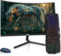 MTG 27' Curved Monitor Full HD 1080P Frameless Screen, HDMI DP USB Audio, Low Motion Blur, VESA Mount, RGB Keyboard Mouse Combo, Computer Monitor for Gaming, Home and Office