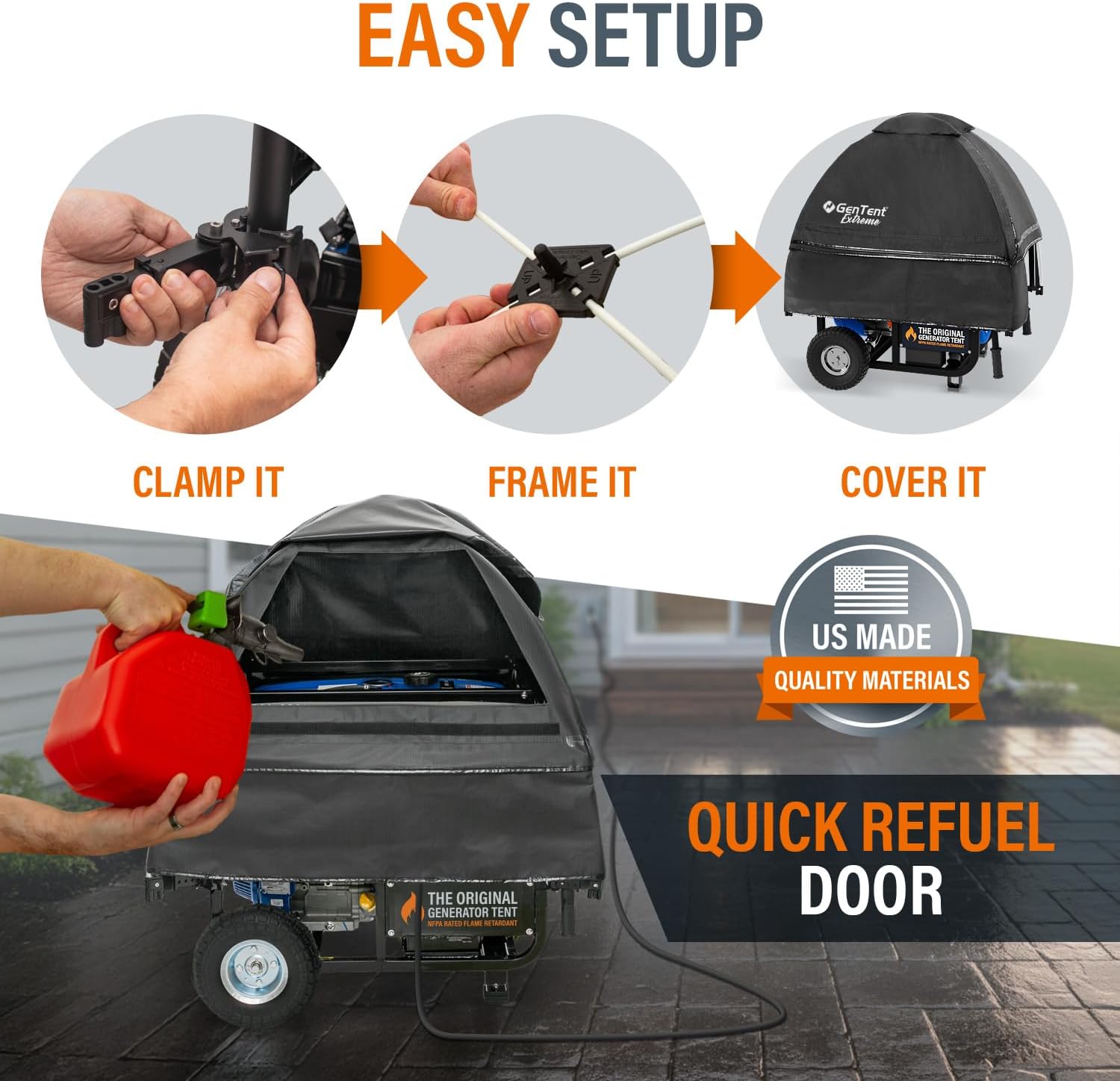 GenTent Open Frame Running Cover – Universal Kit Generator Tent (Black, Original - Extreme)