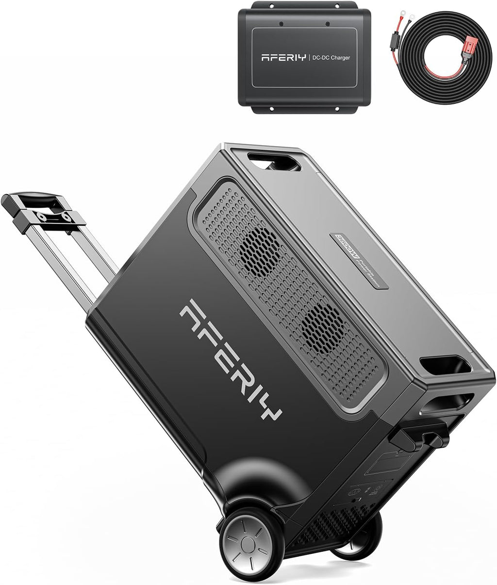 AFERIY 3840Wh 3600W Portable Power Station + DC600 580W Alternator Charger, Solar Generator Bundle for Home Backup, Camping, RV Trips (Items Shipped Separately)