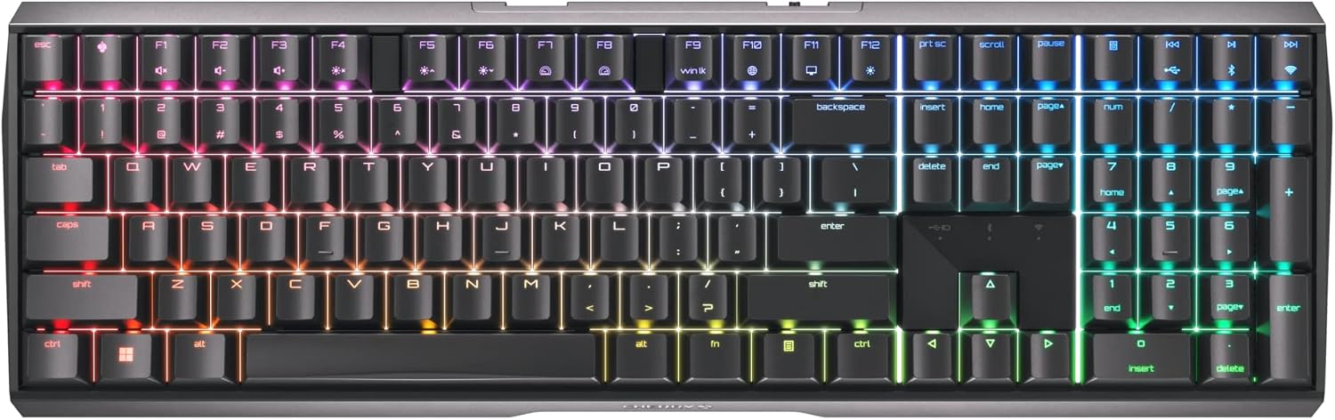 Cherry MX 3.0S Wireless Mechanical Gaming Keyboard. Aluminum Housing Built for Gamers w/MX Brown or Red Switches. RGB Backlit Color Display Over 16m Colors. (Black w/MX Red Switches)