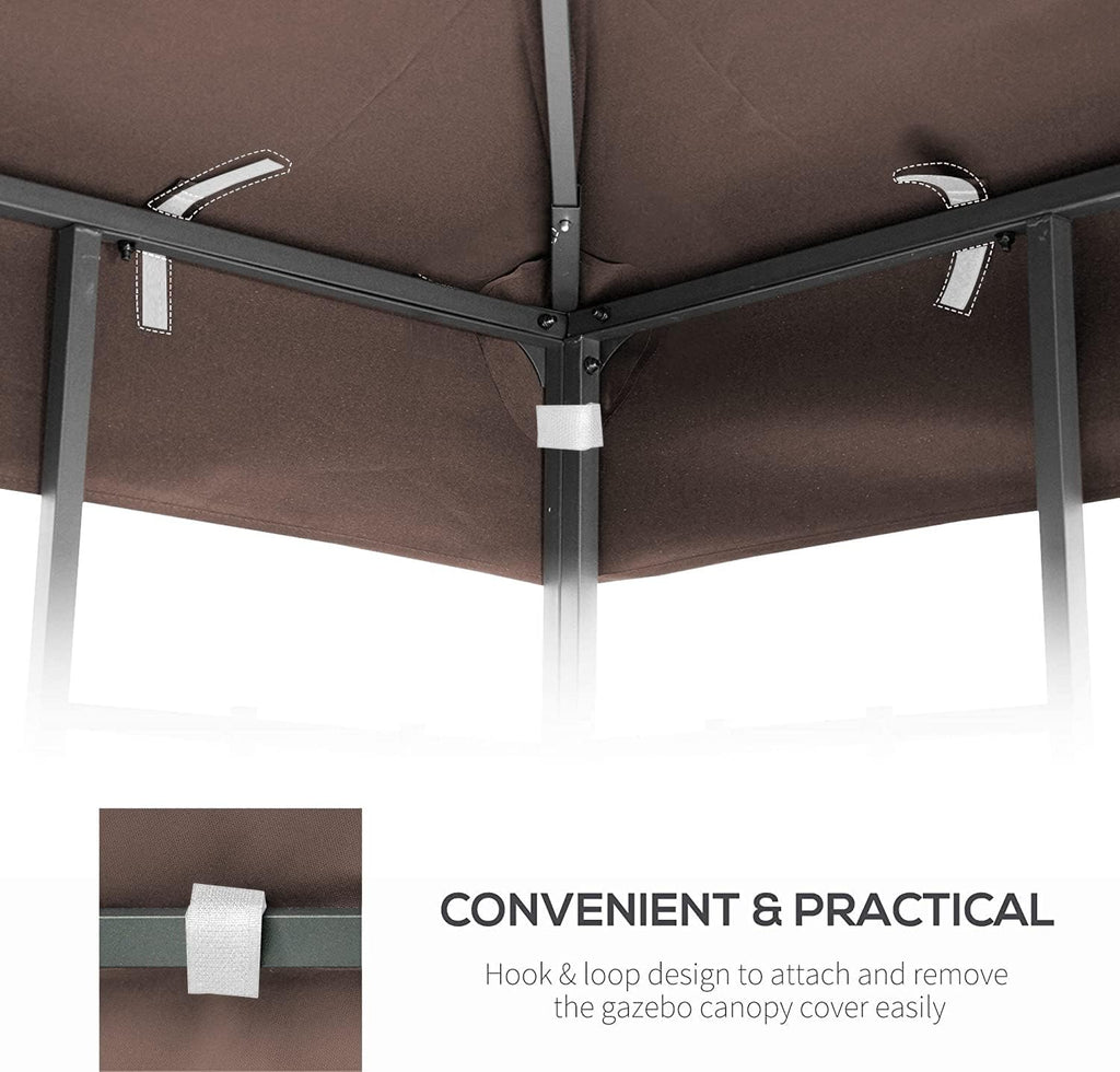 10x10 Ft Gazebo Canopy Replacement Cover, Double Tiered Gazebo Replacement Top (Coffee)