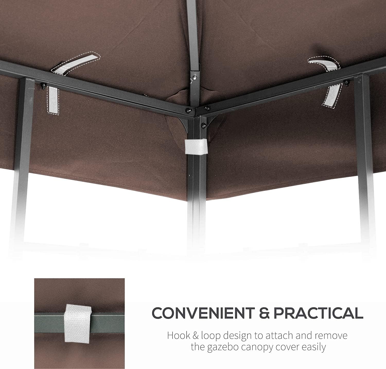 10x10 Ft Gazebo Canopy Replacement Cover, Double Tiered Gazebo Replacement Top (Coffee)
