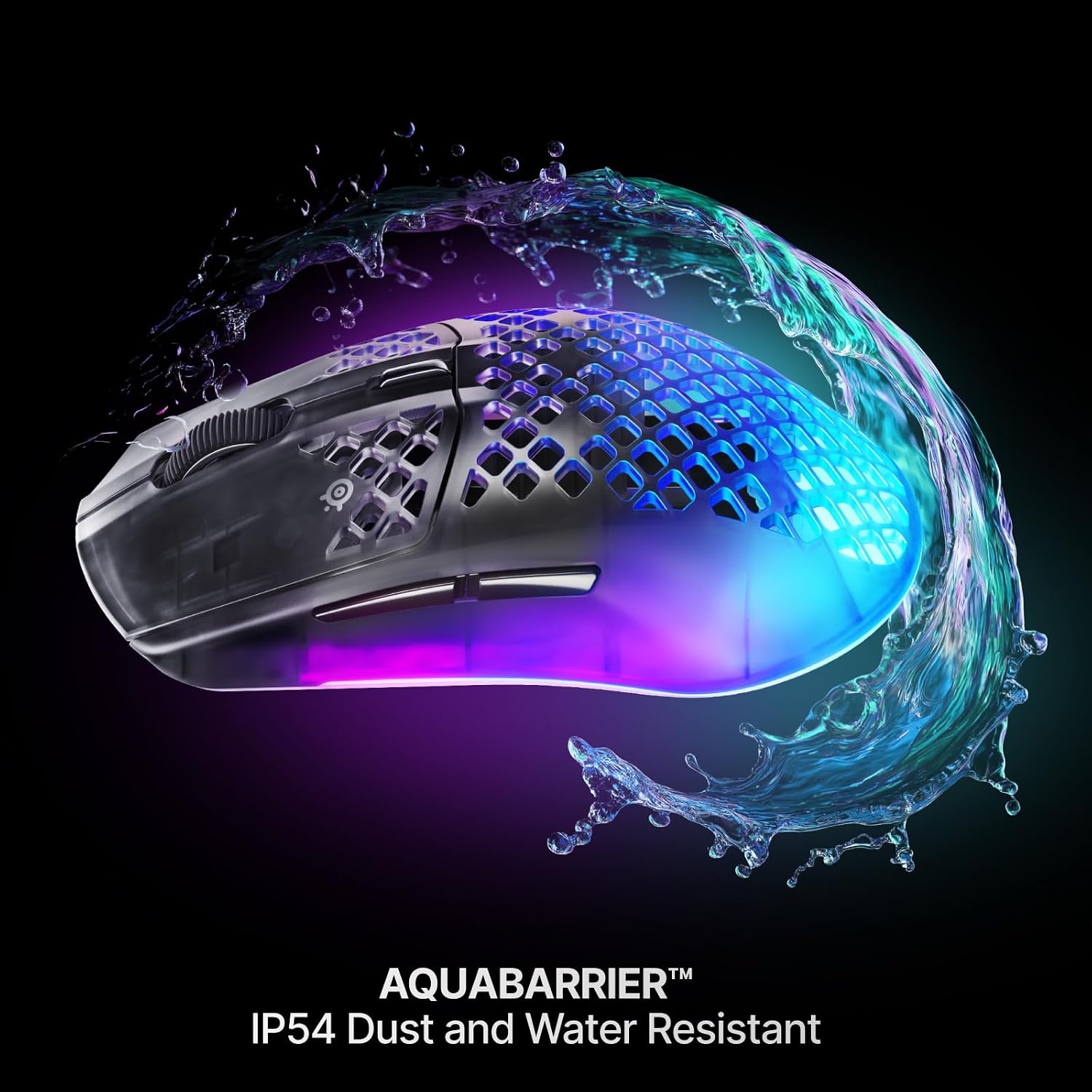 SteelSeries Aerox 3 Wireless Gen 2 - Super-Light 68g Gaming Mouse, 4K Polling, 26K DPI Optical Sensor, 200 Hour Battery, IP54 Water Resistant, 80m Click Durability, RGB, 100% PTFE Feet - Shadow