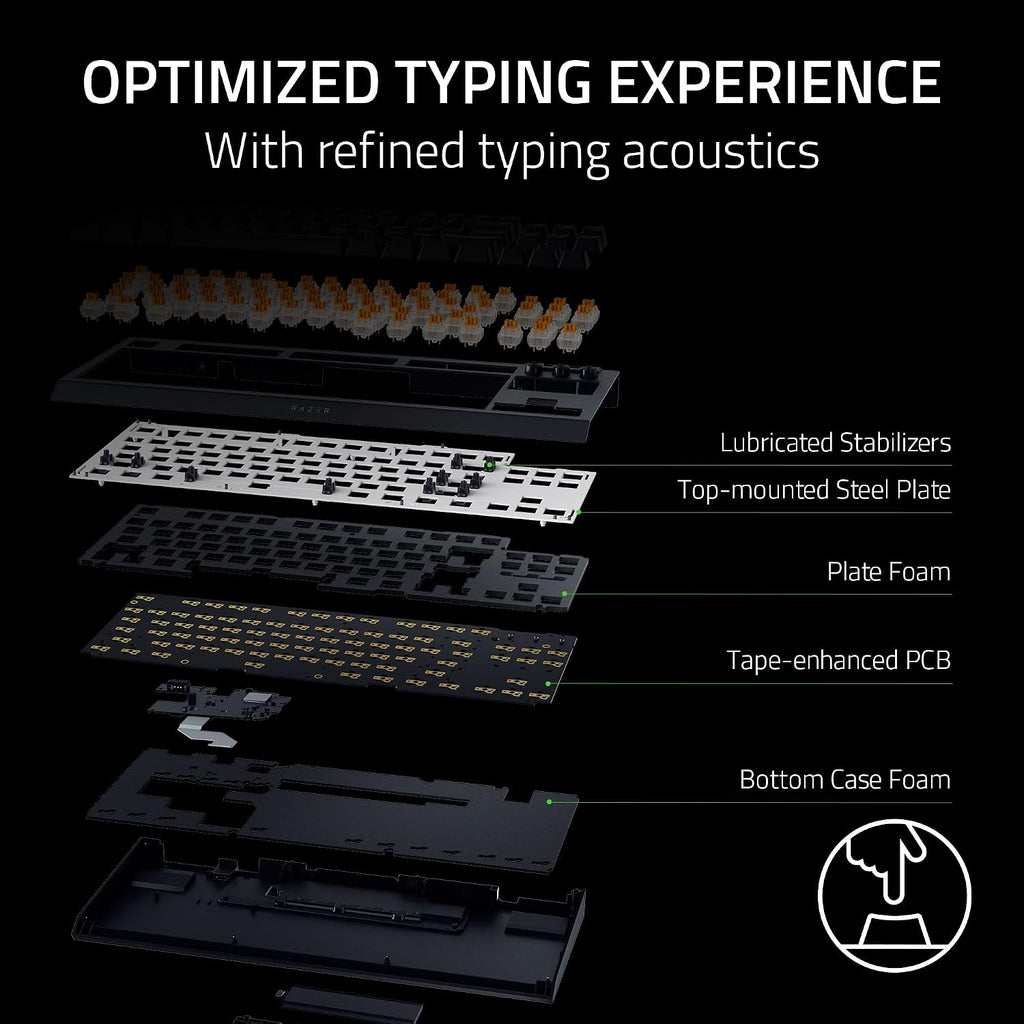Razer BlackWidow V4 TKL HyperSpeed Wireless Hot Swappable Gaming Keyboard: Orange Tactile Switches - Wireless & Bluetooth - Multi-Function Roller & Control Buttons - Chroma RGB - Long Battery Life