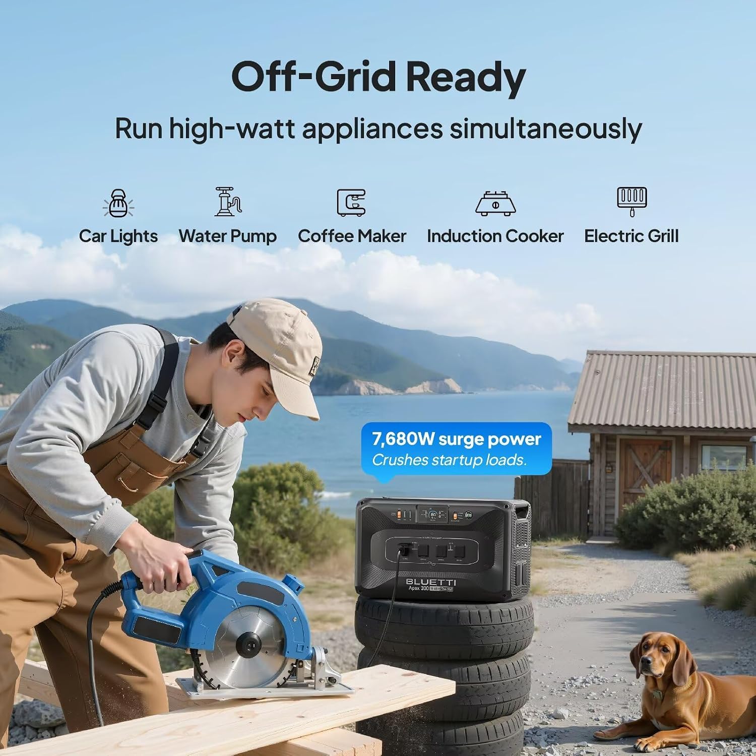 BLUETTI Apex 300 Solar Generator with 350W Solar Panel, 2764.8Wh LFP Battery Backup with 6 3840W AC Outlets (7680W Surge), 120V/240V Dual Voltage, Ideal for Camping and Off-Grid Living