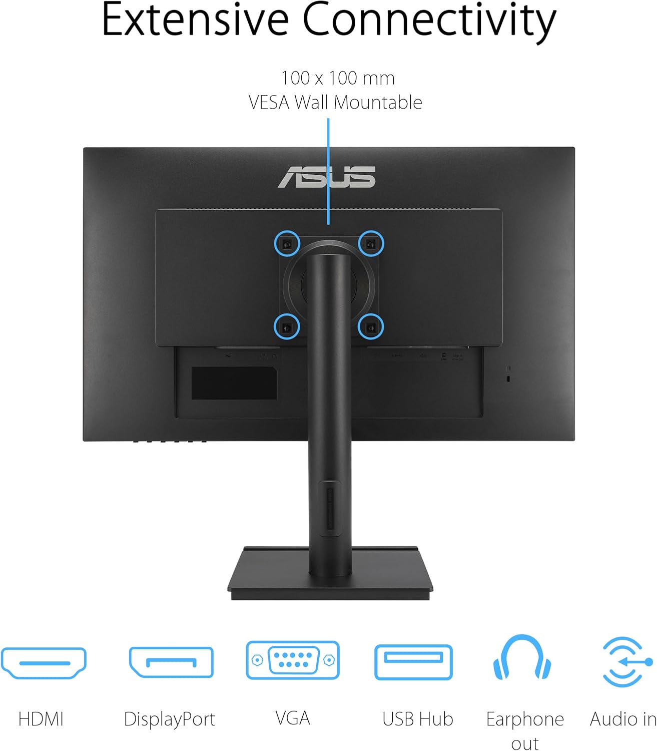 ASUS 27' 1080P Business Monitor (VA27DQFS) - IPS, 100Hz, 1ms, Adaptive-Sync, HDMI, DisplayPort, VGA, for Working and Gaming, Ergo Design, Blue Light Filter, Flicker Free, 3 yr Warranty TAA Compliant