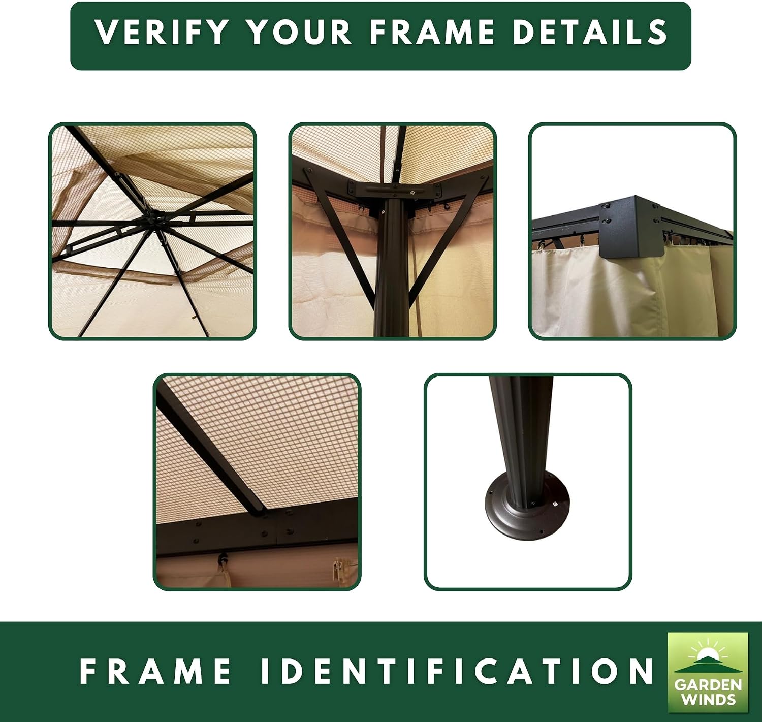 Garden Winds Reinforced Replacement Canopy Top Cover Compatible with The F008007B64 Suncrown 10' x 10' Gazebo - Classic Sand, Riplock 350