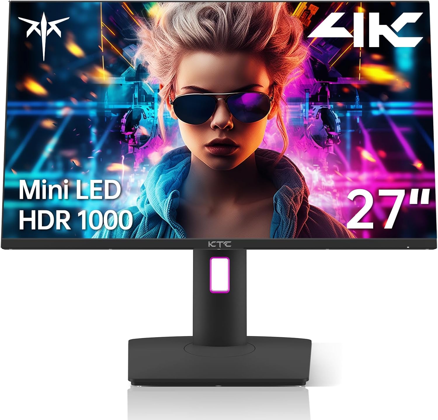 KTC 27 Inch 4K Mini LED Monitor, Fast IPS, HDR1000 160Hz 144Hz Gaming Monitor, Speakers, Type-C 90W, HDMI/DP/USB, Swivel/Height/Pivot/Tilt, VESA, Vertical Monitor for Gaming & PC