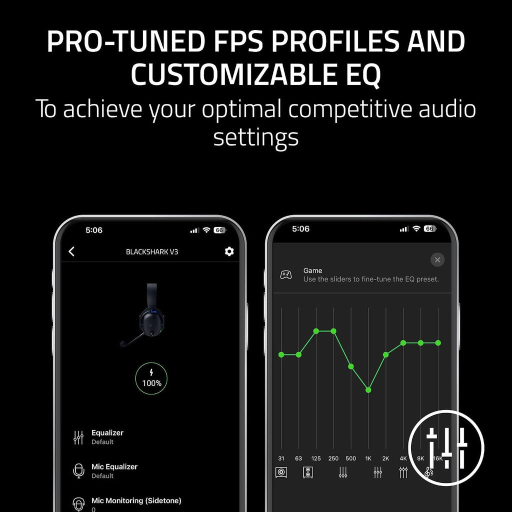 Razer BlackShark V3 Wireless Gaming Headset for PS5: 50mm Drivers - Super Wideband Mic - 2.4 GHz, Bluetooth - Works with PC, Mac, Nintendo Switch, Smartphone - Long Battery Life - Black