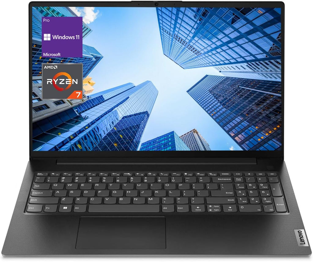 Lenovo V-Series V15 Business Laptop, 15.6' FHD Display, AMD Ryzen 7 7730U, 16GB RAM, 512GB SSD, Numeric Keypad, HDMI, RJ45, Webcam, Wi-Fi, Windows 11 Pro, Black