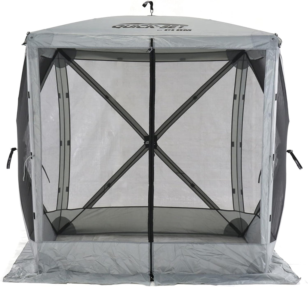 CLAM Quick-Set Pop Up Screen Tent, Traveler, 6 x 6 ft, Instant Setup Gray Portable Outdoor Shelter, Compact Bug-Free Canopy Tent for Camping, Fishing, Backyard - Gray