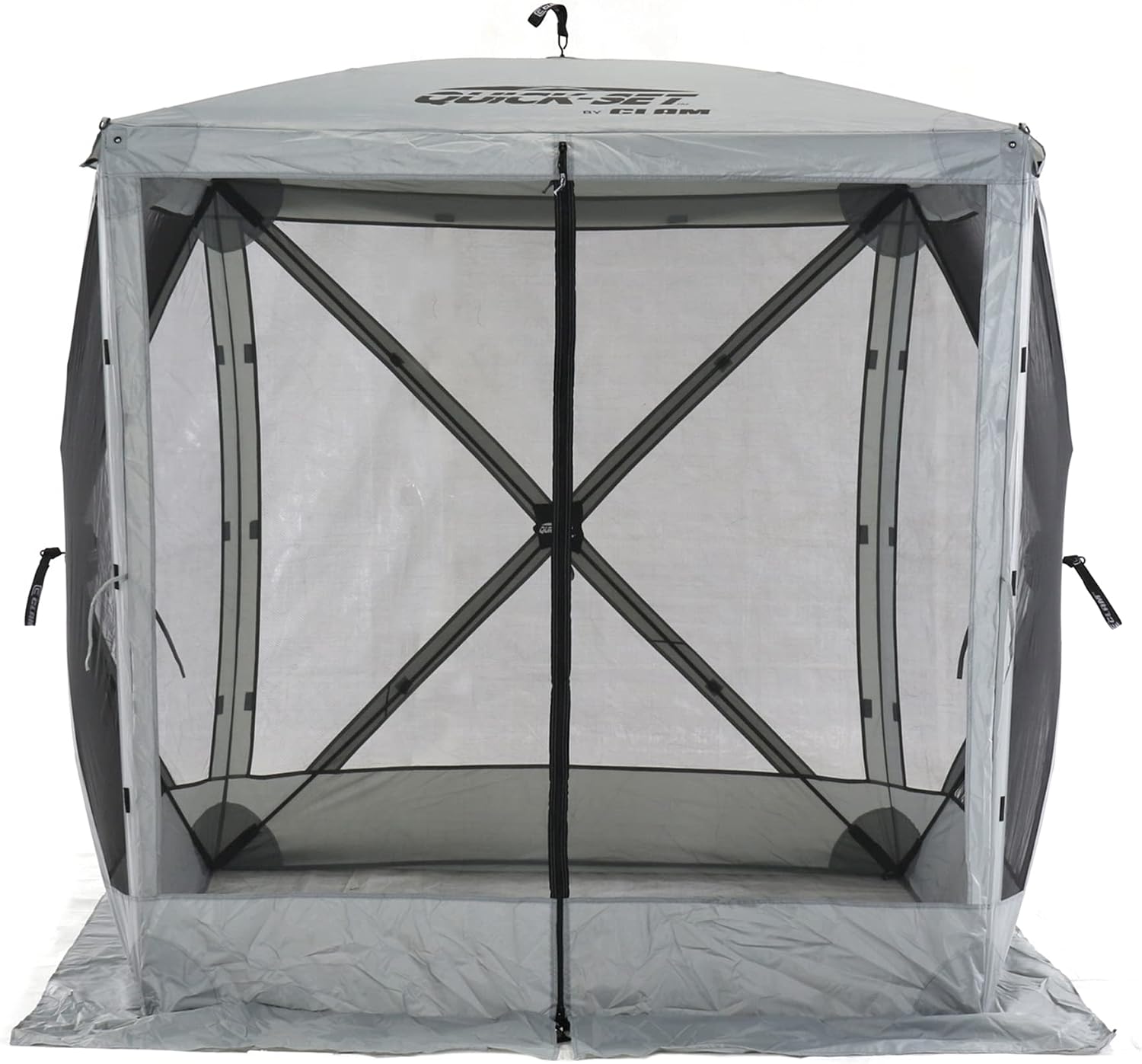 CLAM Quick-Set Pop Up Screen Tent, Traveler, 6 x 6 ft, Instant Setup Gray Portable Outdoor Shelter, Compact Bug-Free Canopy Tent for Camping, Fishing, Backyard - Gray