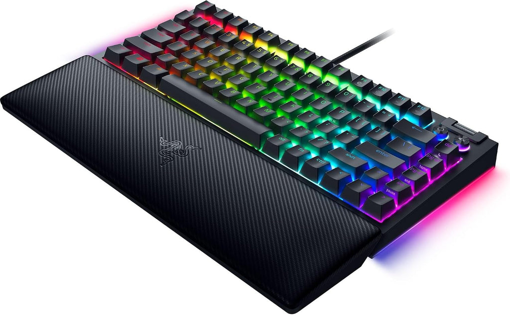 Razer BlackWidow V4 75% Mechanical Gaming Keyboard: Hot Swappable Design - Compact & Durable - Orange Tactile Switches - Chroma RGB - Roller & Media Keys - Wrist Rest Snap Tap - Black