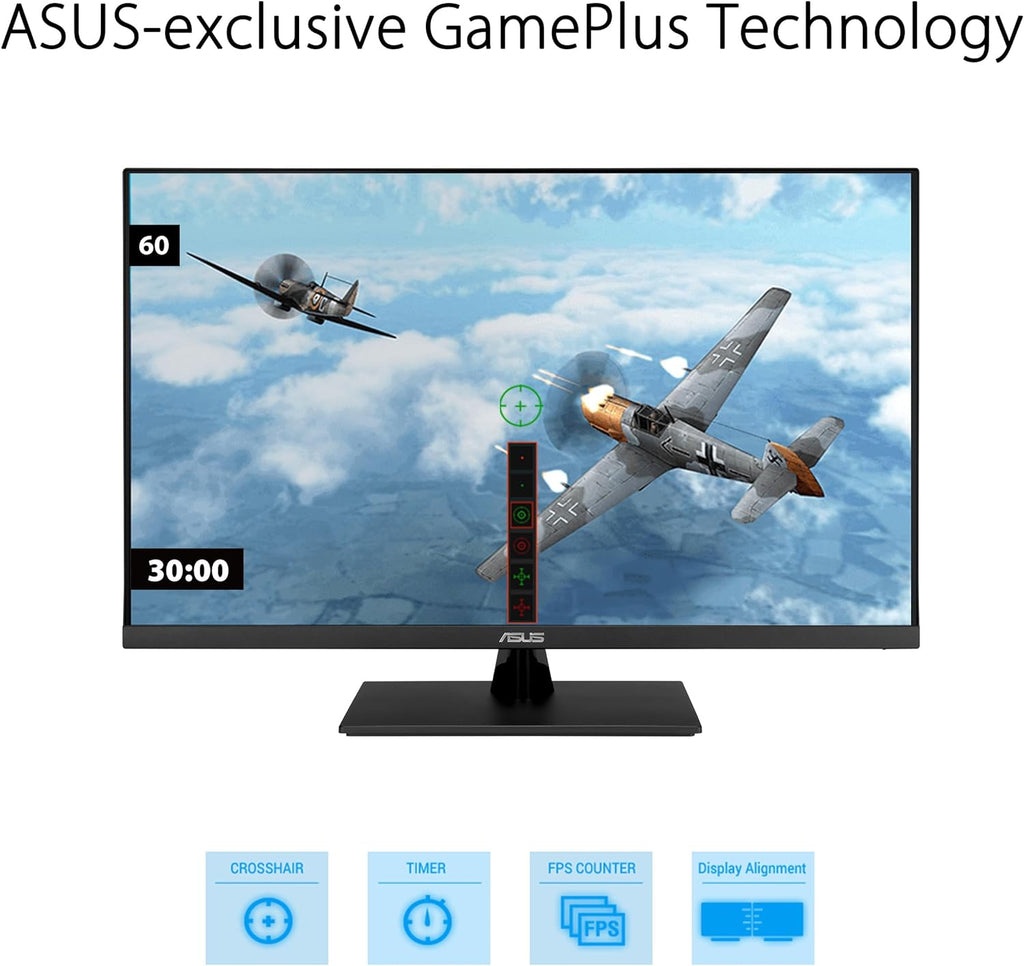 ASUS 31.5' 4K HDR Eye Care Monitor (VP327Q) – UHD (3840 x 2160), 99% sRGB, HDR-10, Adaptive-Sync, Speakers, DisplayPort, HDMI, Flicker Free, Blue Light Filter, VESA Mountable,Black