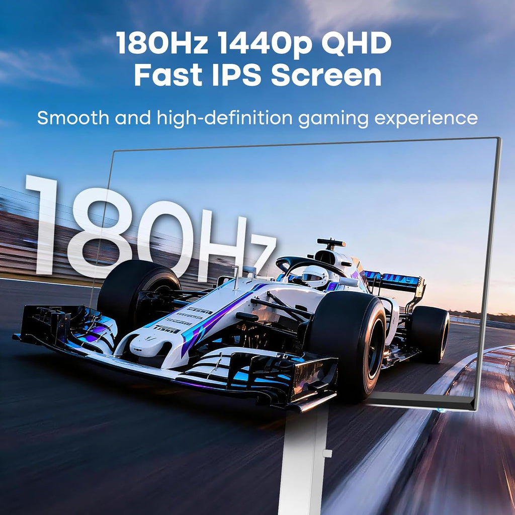 Amzfast 24 Inch Gaming Monitor 180Hz QHD (2560 ×1440) Fast IPS Monitor, 1ms G-SYNC Compatible, Built-in Speakers, 96% DCI-P3, HDR10, Height Adjustable, HDMI 2.0 x 2 & DP 1.4 x 2, AMZG24F6Q