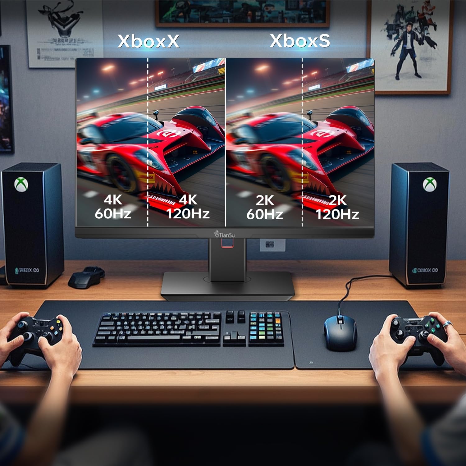 28 Inch 4K UHD 3840x2160 144Hz Gaming Computer Monitor,1ms IPS PC Screen,AMD FreeSync Premium,125% sRGB,95% DCI-P3,Monitor with Speaker,HDMI2.1,Height Adjustable,TS2700