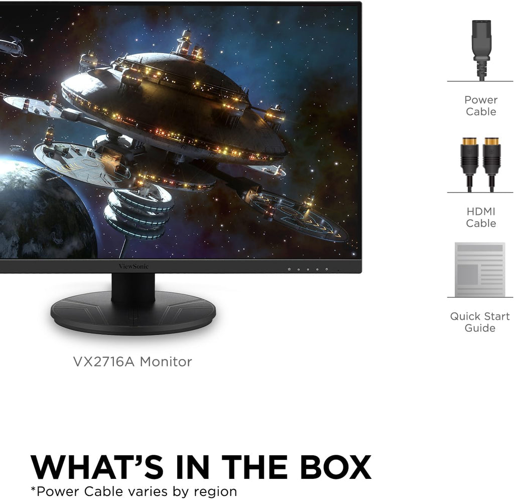 ViewSonic VX2716A 27 Inch 1080p Gaming Monitor, IPS Display with 120Hz and 1ms for Smooth Home Entertainment, DisplayPort, USB-C, and HDMI Inputs