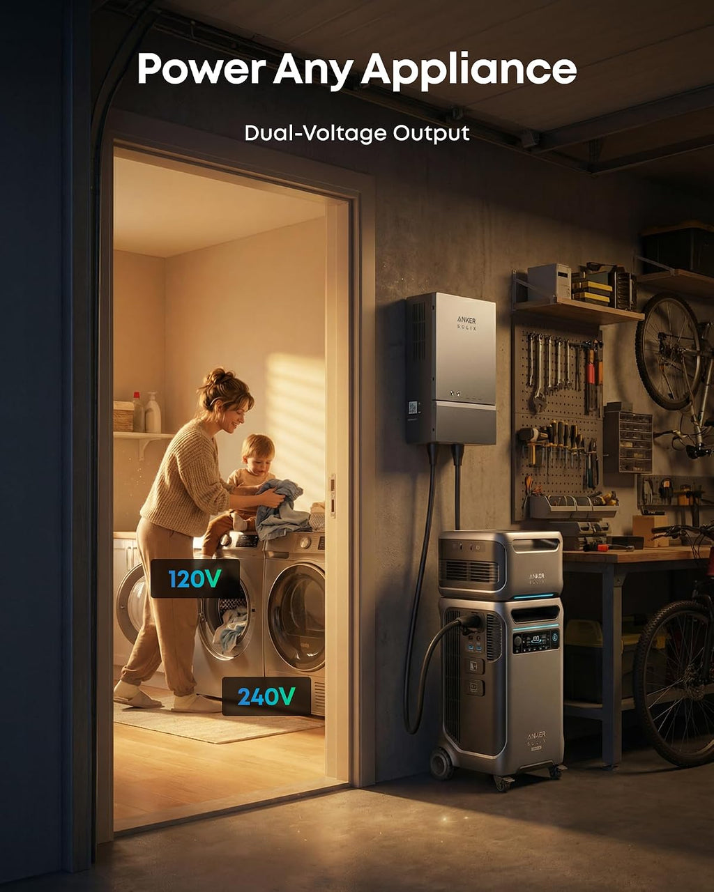 Anker SOLIX F3800 Plus Portable Power Station and Transfer Switch Kit, 3,840Wh, 6,000W AC Output, 120V/240V, Generators for Home Use, Works with Generator, For Power Outages, RVs, and Emergencies