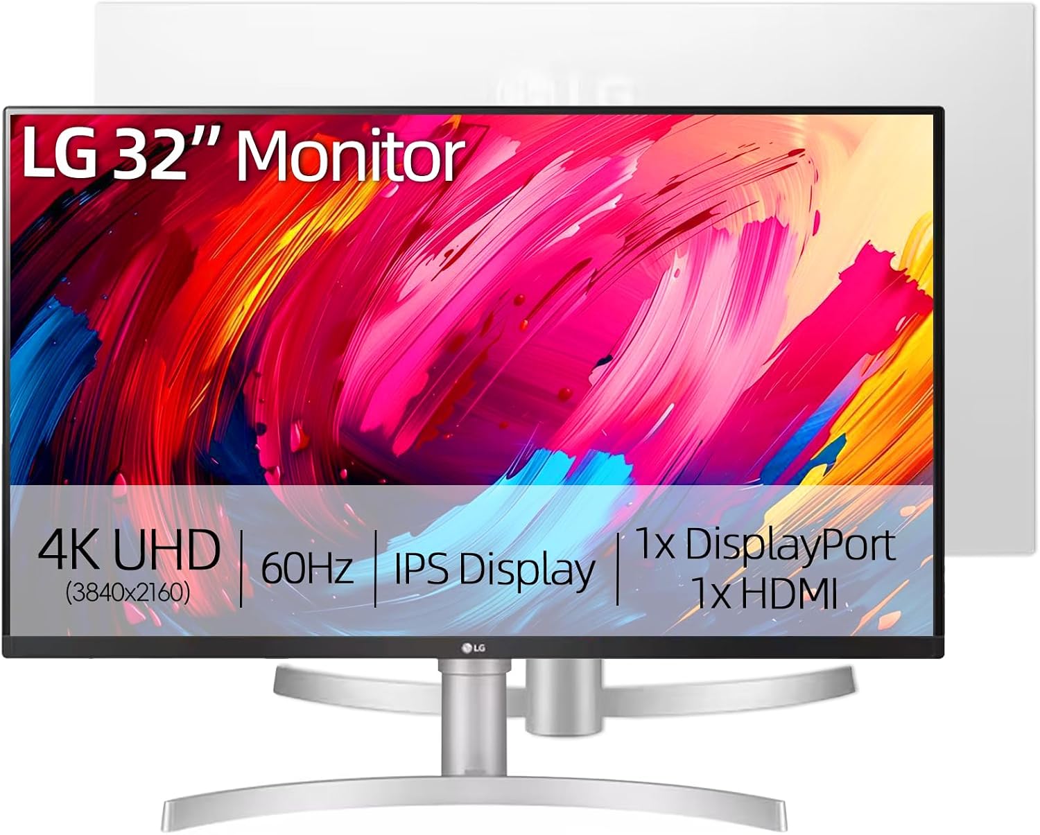 LG 32' 4K UHD Monitor, 60Hz IPS HDR 10, AMD FreeSync, 99% sRGB, 100 x 100 mm VESA, Tilt/Height Adjustable Stand, 1 x DisplayPort, 2 x HDMI, Black