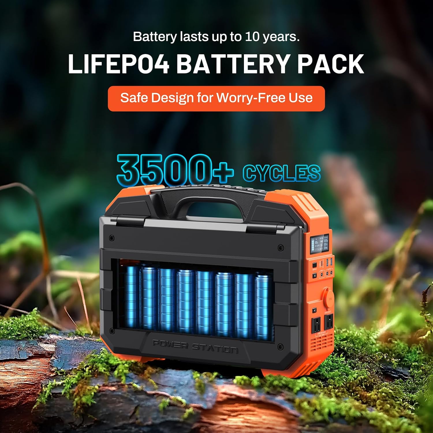 BROWEY 1600W (3200W Peak) Portable Power Station, 1024Wh LiFePO4 Battery with Built-in Solar Panel, 100W USB-C PD, Solar Generator for Camping, RV, Home Backup, Emergency