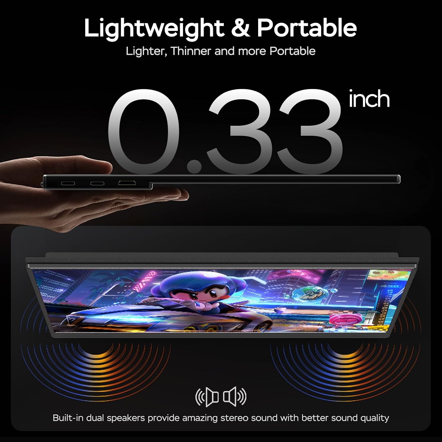 Yxk 17.3' Portable Monitor 1080P 144Hz IPS HDR | Travel Display for PC/Mac/Phone/Console/Laptop | Smart Cover & Speakers